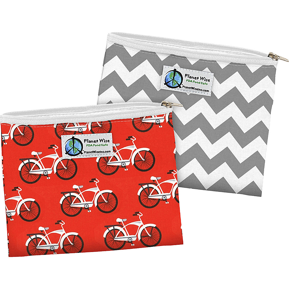 Planet Wise Zipper Sandwich Bag 2 Pack Red Bike Gray Chevron Planet Wise Travel Coolers