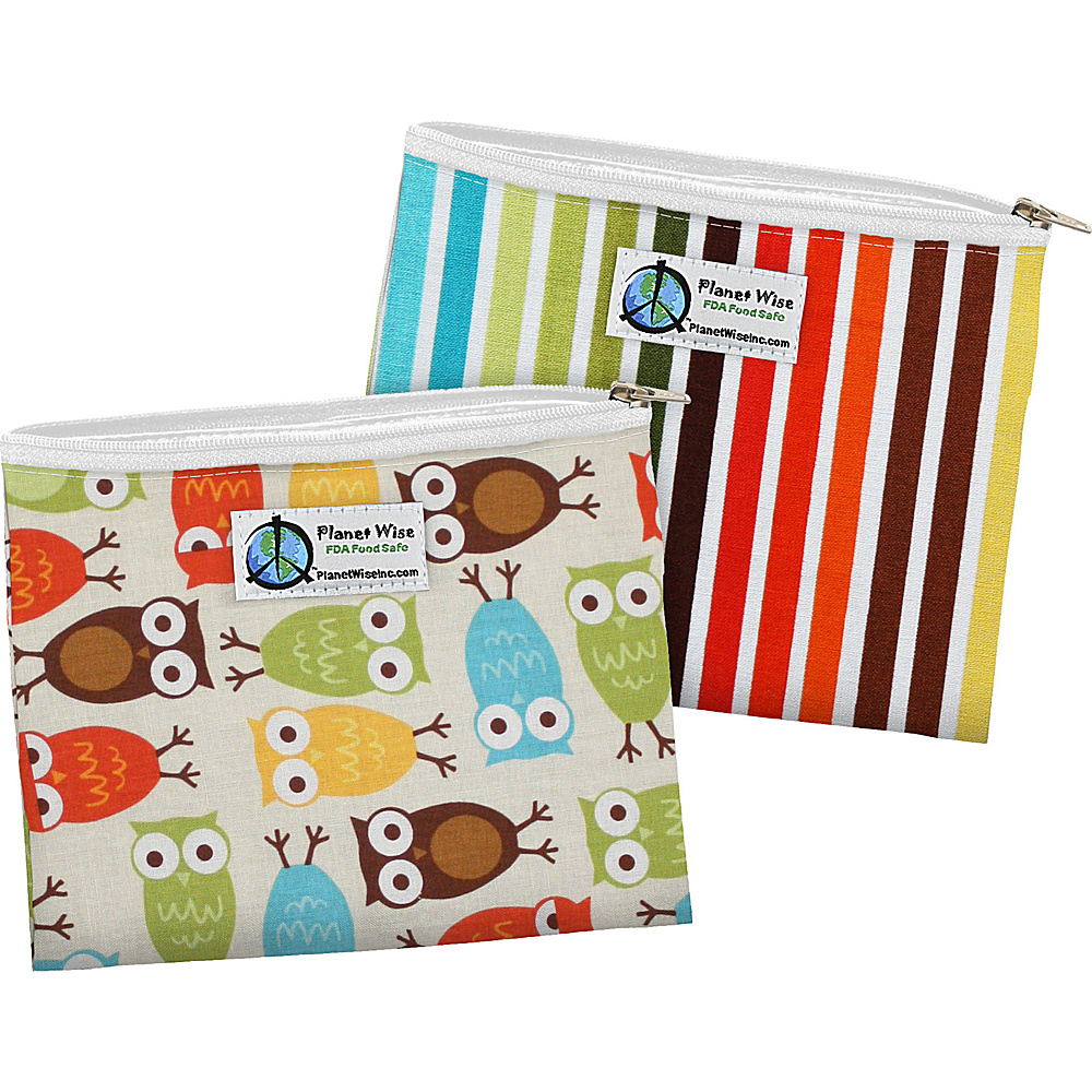 Planet Wise Zipper Sandwich Bag 2 Pack Owl Earth Stripe Planet Wise Travel Coolers
