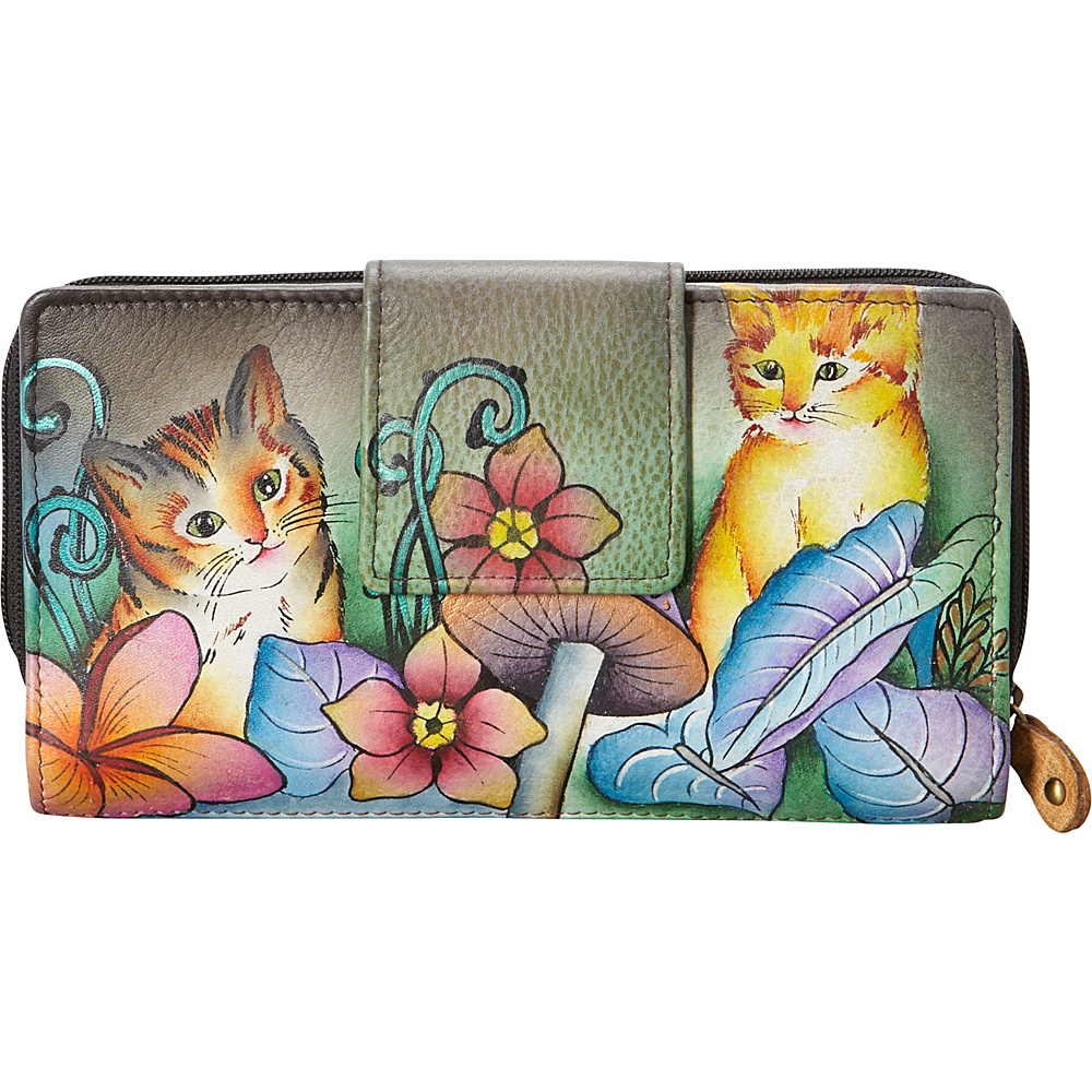 Anuschka Two Fold Organizer Wallet Cats in Wonderland Anuschka Women s Wallets