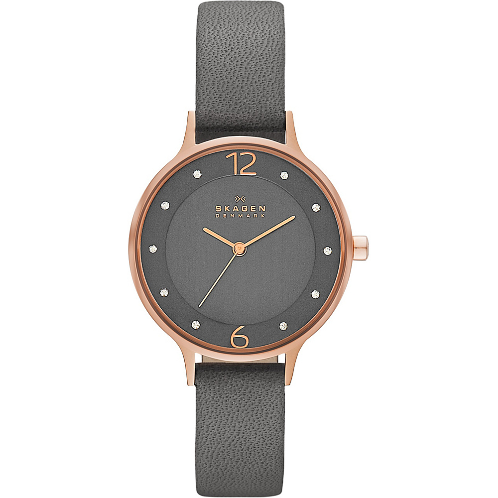 Skagen Anita Womens Leather Watch Grey Skagen Watches
