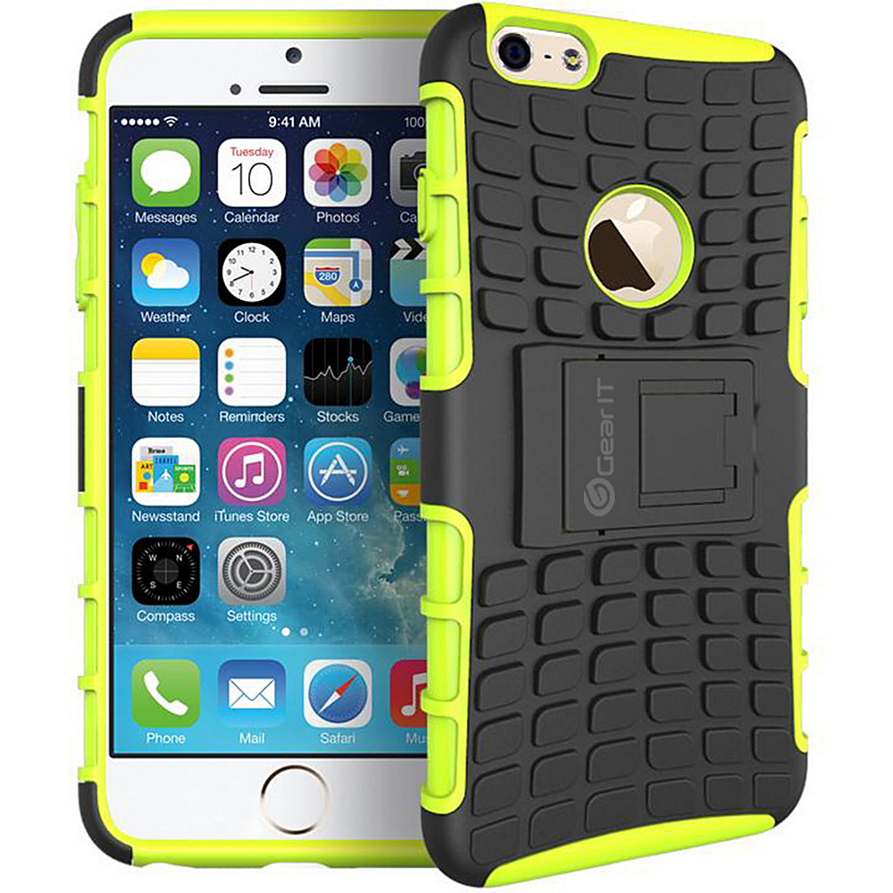 rooCASE Heavy Duty Armor Hybrid Rugged Stand Case for Apple iPhone 6 6s 4.7 Green rooCASE Electronic Cases