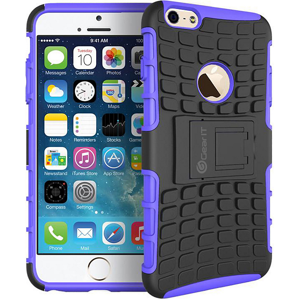 rooCASE Heavy Duty Armor Hybrid Rugged Stand Case for Apple iPhone 6 6s 4.7 Purple rooCASE Electronic Cases