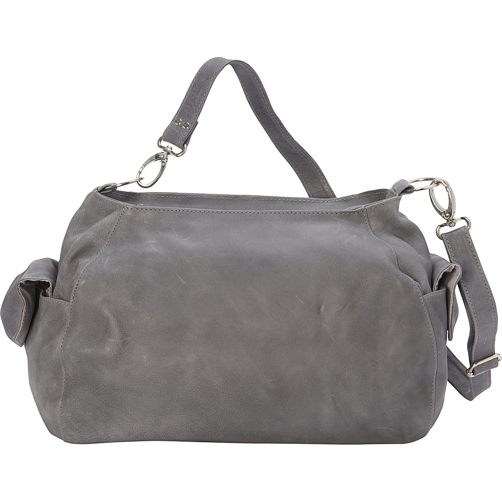 Piel Top Zip Shoulder Bag Cross Body Hobo Charcoal Piel Leather Handbags
