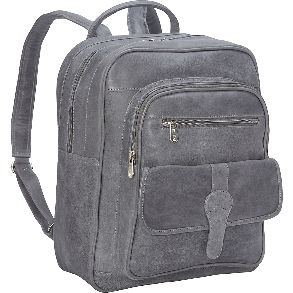 Piel Medium Buckle Flap Backpack Charcoal Piel Everyday Backpacks