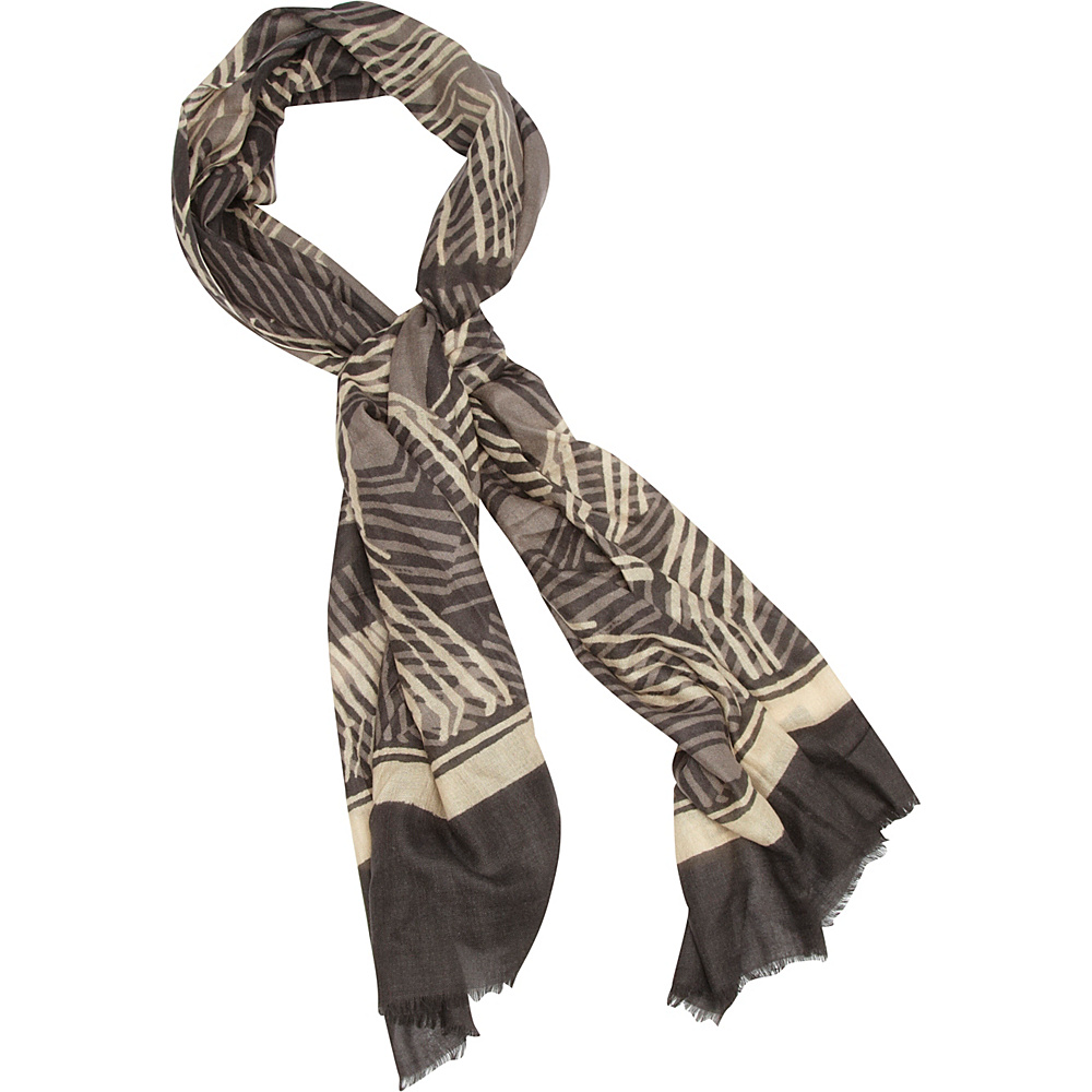 Kinross Cashmere Dot and Lines Print Scarf Truffle Multi Kinross Cashmere Hats Gloves Scarves