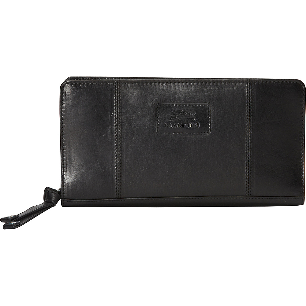 Mancini Leather Goods Ladies RFID Clutch Wallet Black Mancini Leather Goods Women s Wallets