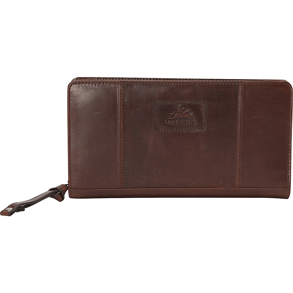 Mancini Leather Goods Ladies RFID Clutch Wallet Brown Mancini Leather Goods Women s Wallets