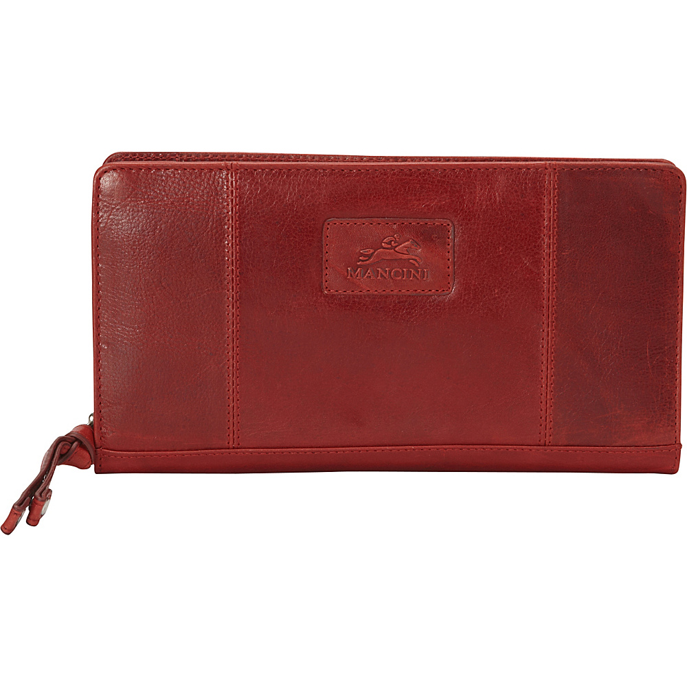 Mancini Leather Goods Ladies RFID Clutch Wallet Red Mancini Leather Goods Women s Wallets
