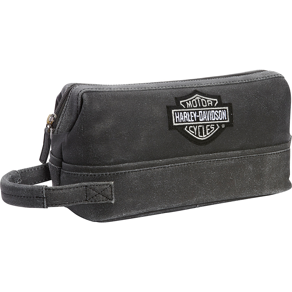 Harley Davidson by Athalon Leather Toiletry Kit Distressed Grey Harley Davidson by Athalon Toiletry Kits