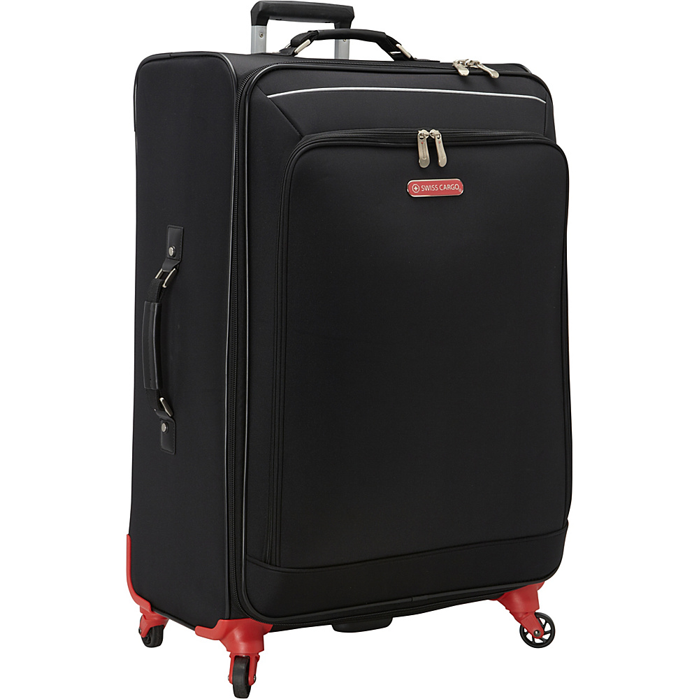 Swiss Cargo Petra 28 Spinner Luggage Black Silver Swiss Cargo Softside Checked