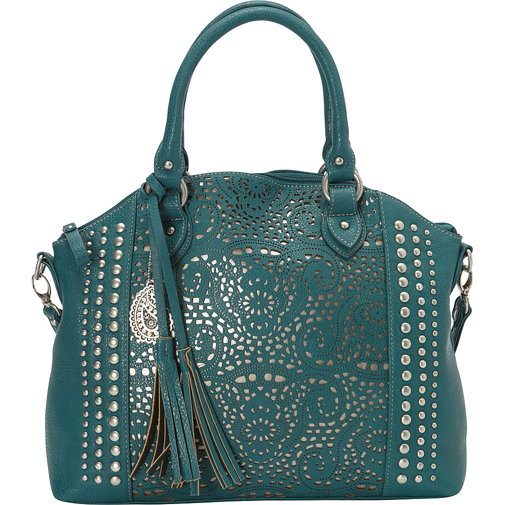 Bandana Mesa Collection Convertible Zip top Tote TURQUOISE GOLD Bandana Manmade Handbags