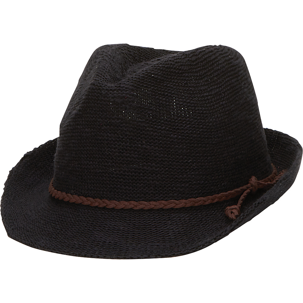 San Diego Hat Knit Fedora with Suede Braided Band Black San Diego Hat Hats Gloves Scarves