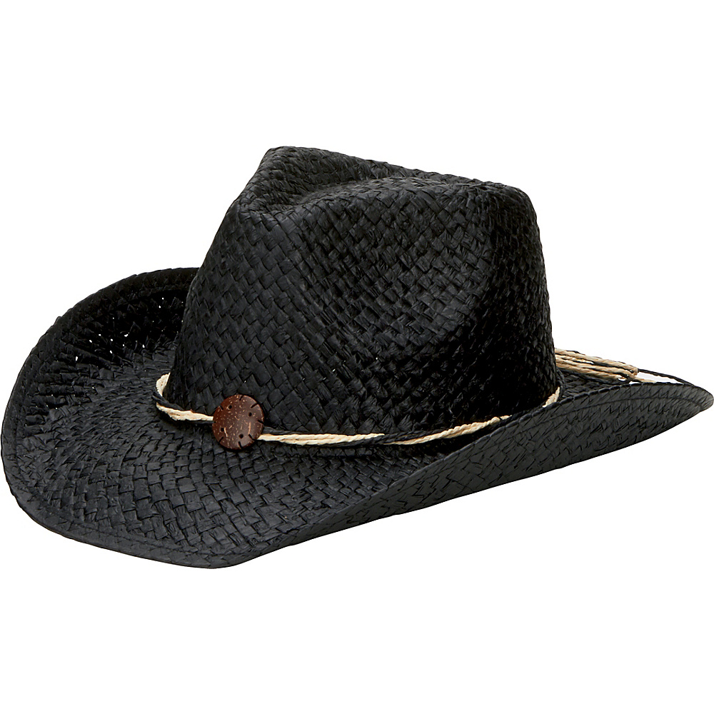 San Diego Hat Woven Paper Cowboy Hat with Coconut Trim Detail Black San Diego Hat Hats