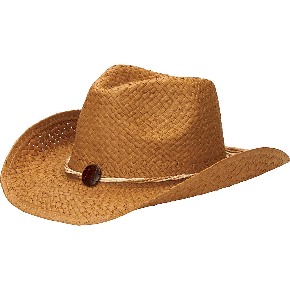 San Diego Hat Woven Paper Cowboy Hat with Coconut Trim Detail Tobacco San Diego Hat Hats Gloves Scarves