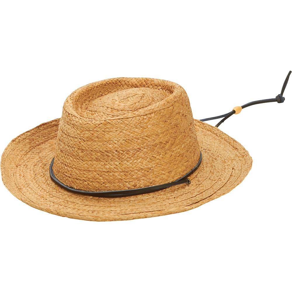 San Diego Hat Straw Gambler Hat with Leather Chin Cord Natural San Diego Hat Hats Gloves Scarves