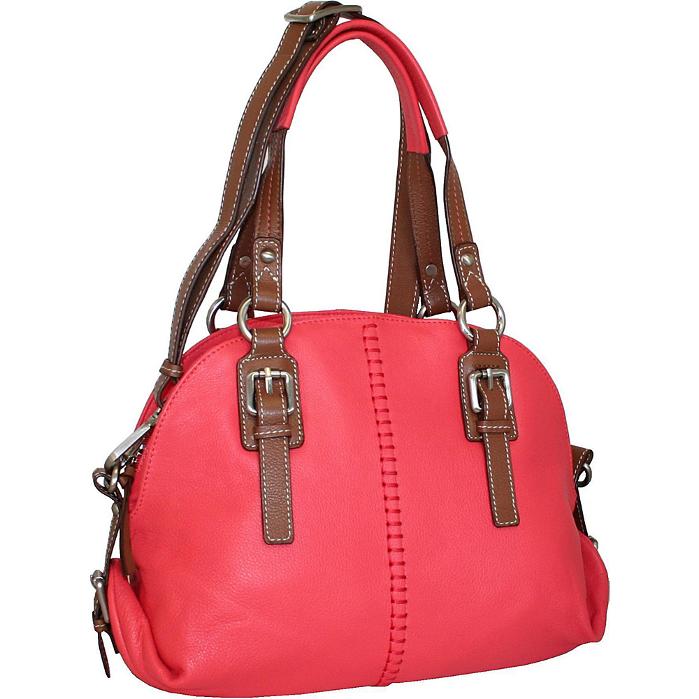 Nino Bossi Bonnies Bowler Satchel Coral Nino Bossi Leather Handbags