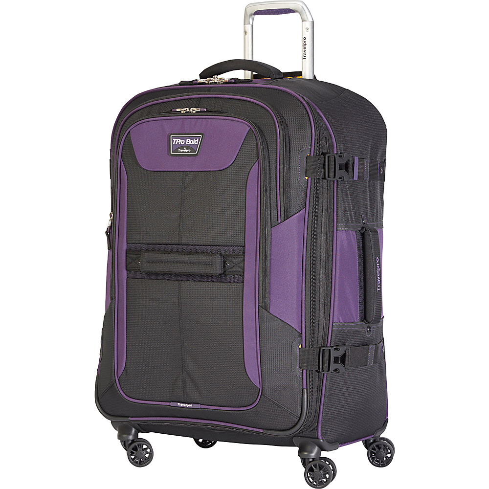 Travelpro T Pro Bold 2.0 26 Expandable Spinner Black amp; Purple Travelpro Softside Checked