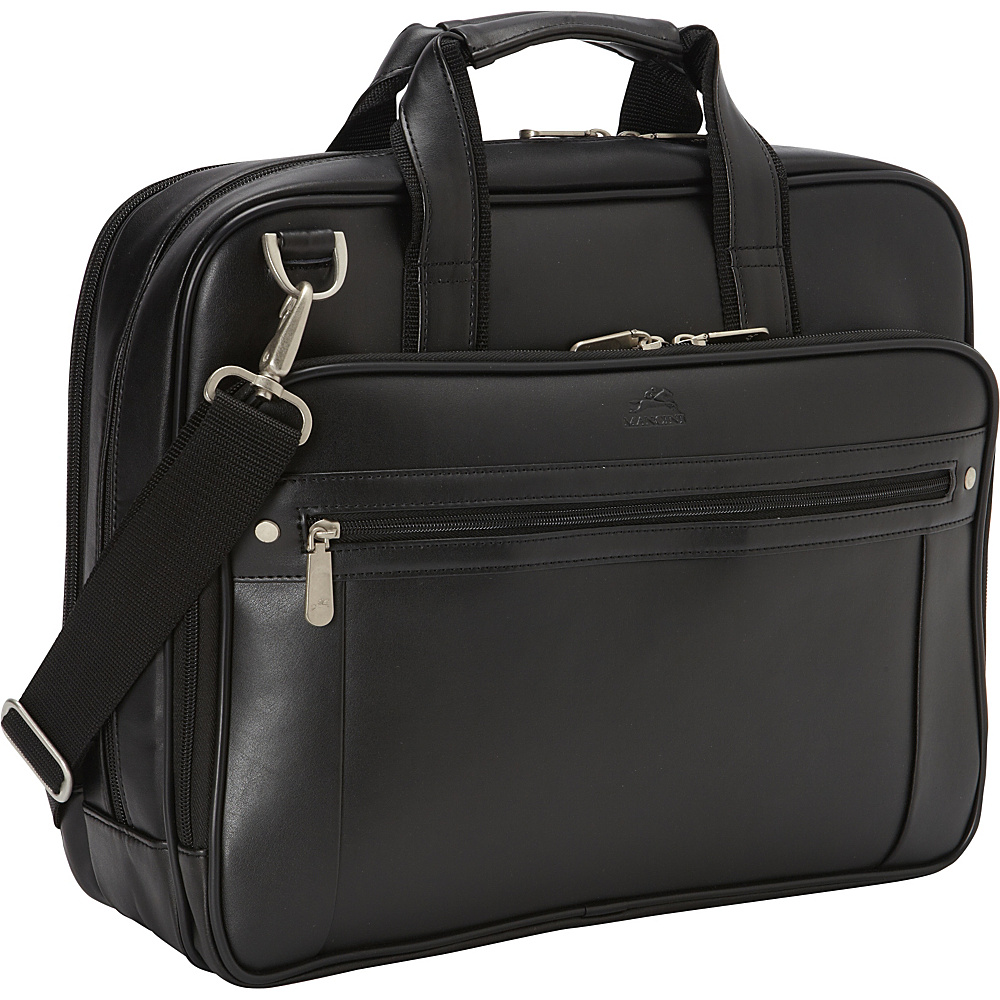 Mancini Leather Goods Double Compartment Business Briefcase for 15.6 Laptop and Tablet Black Mancini Leather Goods Non Wheeled Business Cases