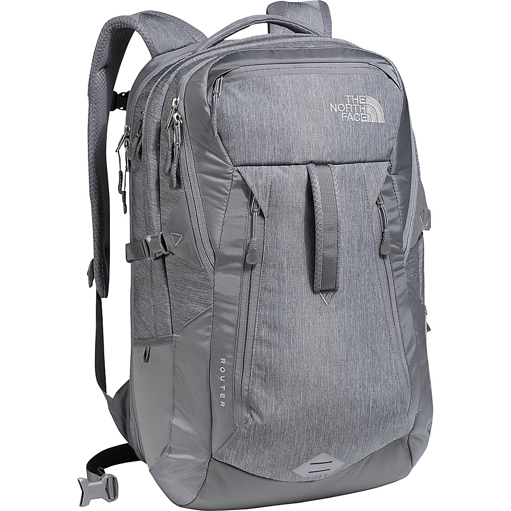 The North Face Router Laptop Backpack Tnf Medium Grey Heather Zinc Grey The North Face Business Laptop Backpacks