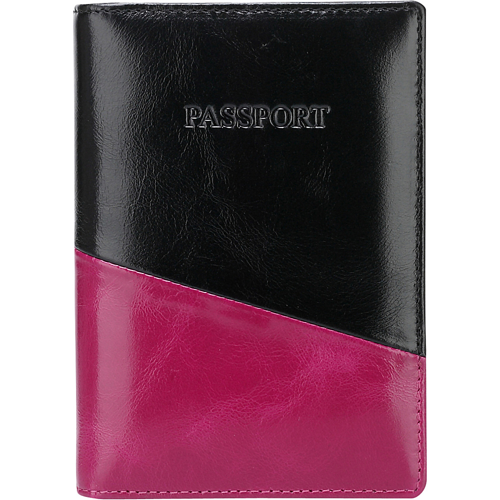 Vicenzo Leather NewYork Distressed Leather Travel Passport Wallet Holder Case Black Pink Vicenzo Leather Travel Wallets