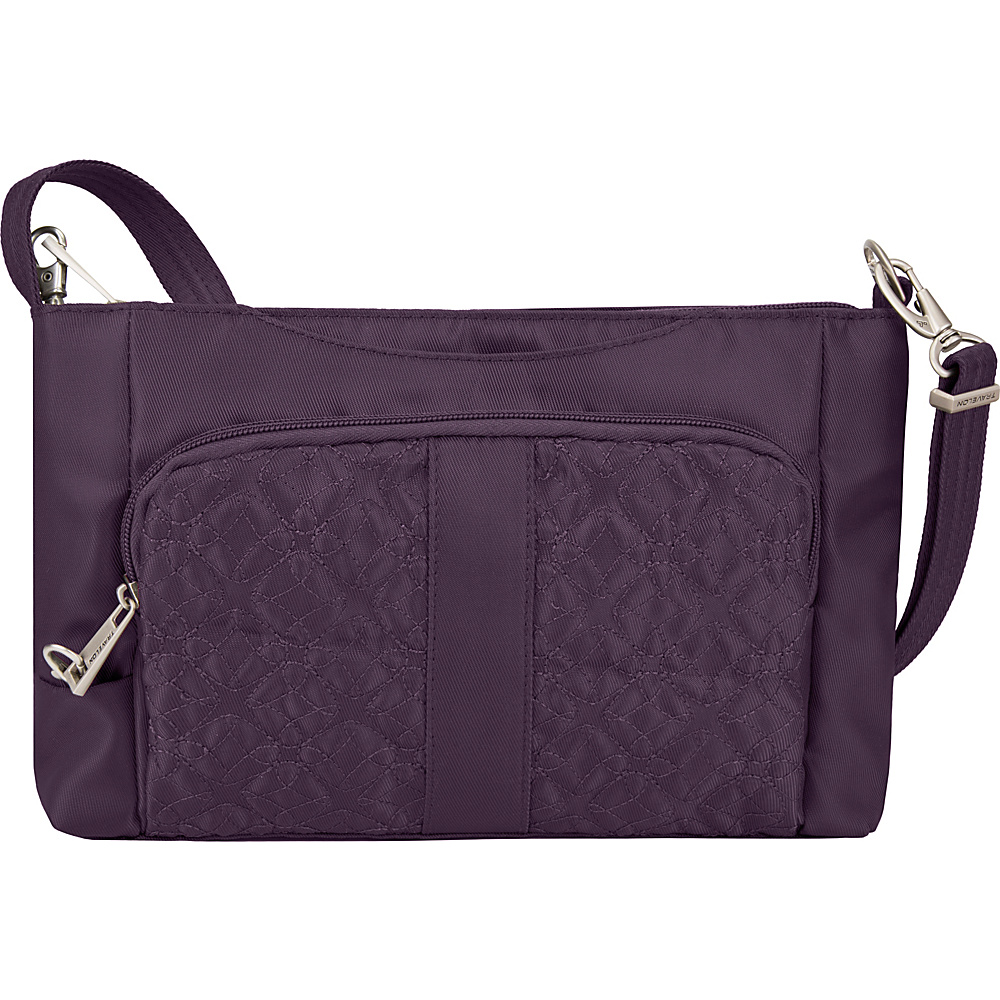 Travelon Anti Theft Signature E W Slim Bag Eggplant Gray Travelon Fabric Handbags