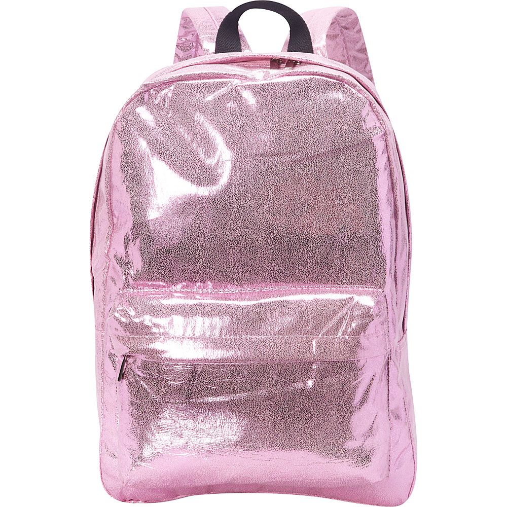 Ashley M Shiny Glitter Metallic Vinyl Laptop Backpack Pink Ashley M Business Laptop Backpacks