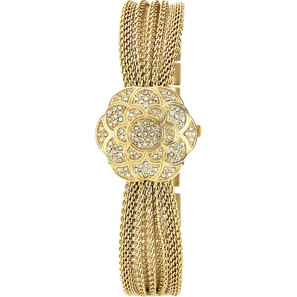 Anne Klein Watches Swarovski Crystal Accented Gold Tone Mesh Bracelet Watch Gold Anne Klein Watches Watches