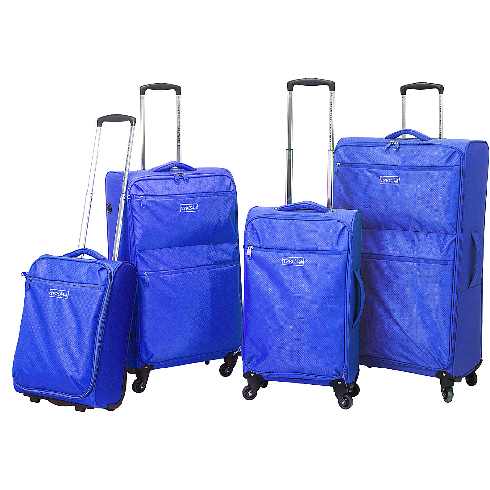 Travelers Club Luggage Cloud 4PC Super Lite Softside Spinner Luggage Set Blue Travelers Club Luggage Luggage Sets