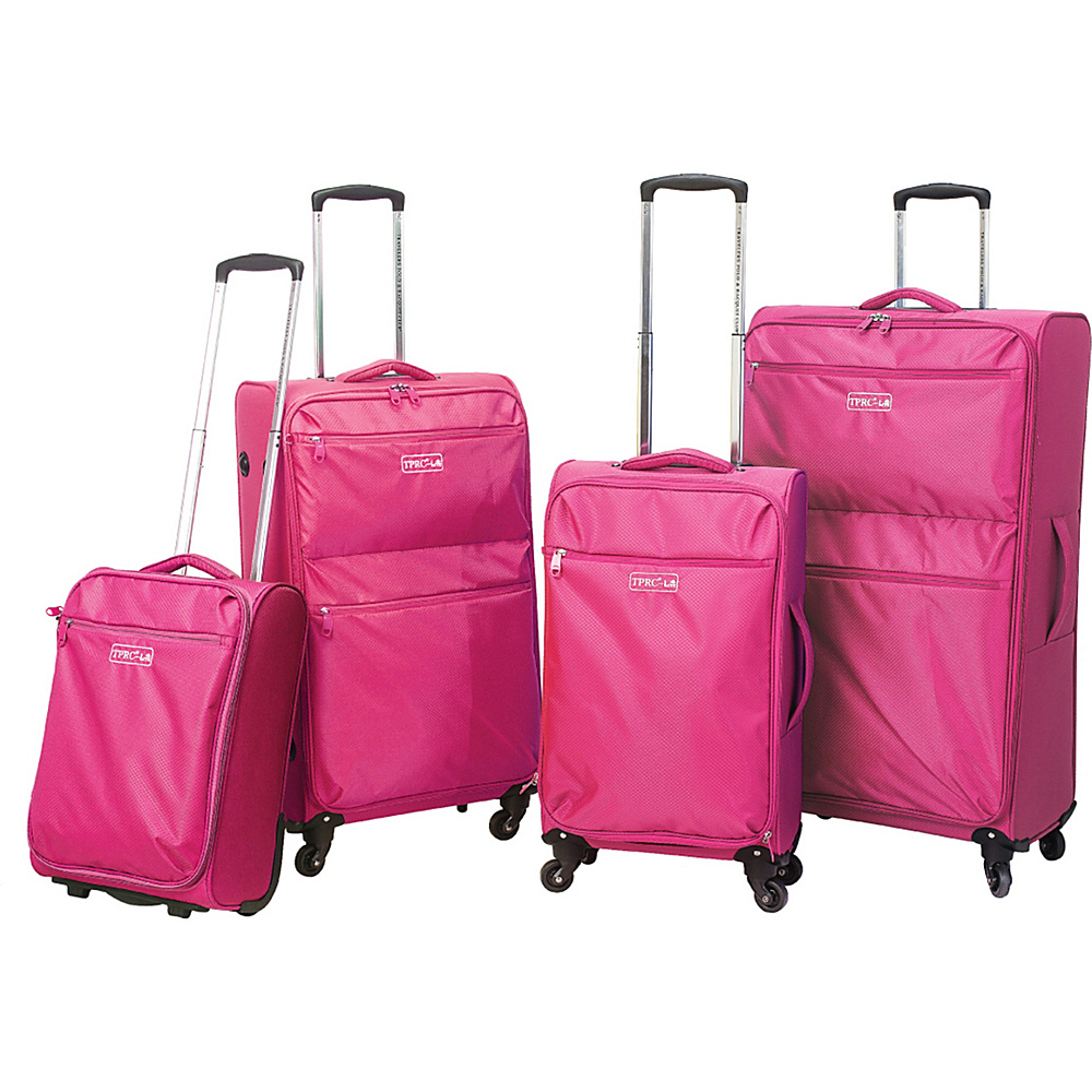 Travelers Club Luggage Cloud 4PC Super Lite Softside Spinner Luggage Set Pink Travelers Club Luggage Luggage Sets