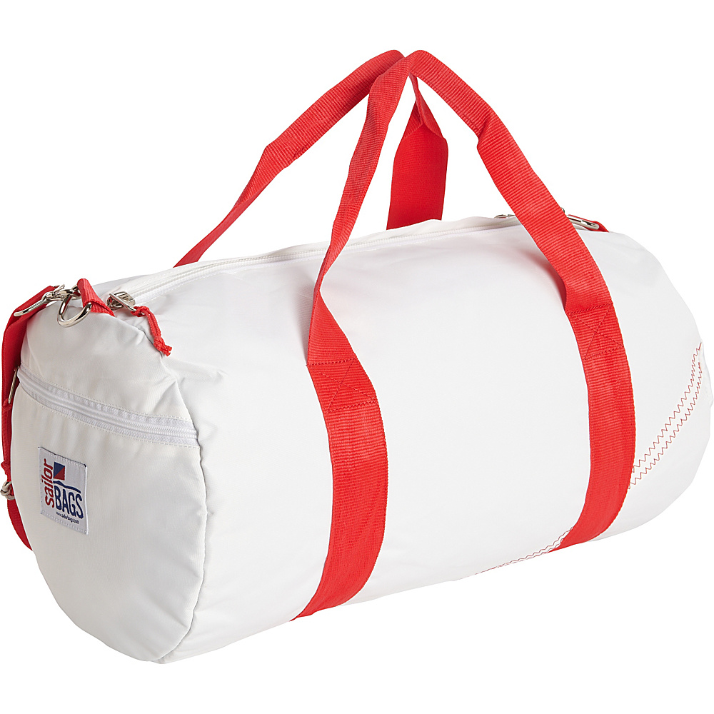SailorBags Round Duffel White Red SailorBags Travel Duffels
