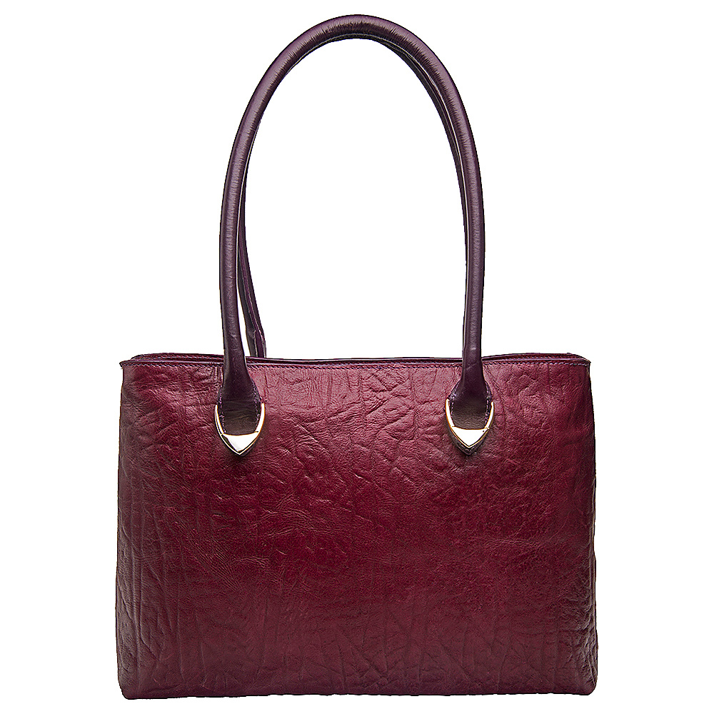 Hidesign Yangtze Medium Shoulder Bag Aubergine Hidesign Leather Handbags