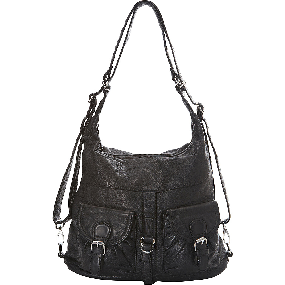 Ampere Creations Janey Jane Convertible Crossbody Backpack Black Ampere Creations Manmade Handbags