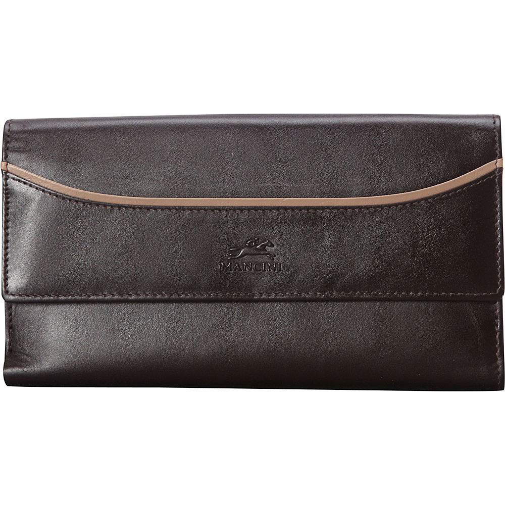 Mancini Leather Goods RFID Secure Gemma Clutch Wallet Brown Mancini Leather Goods Women s Wallets