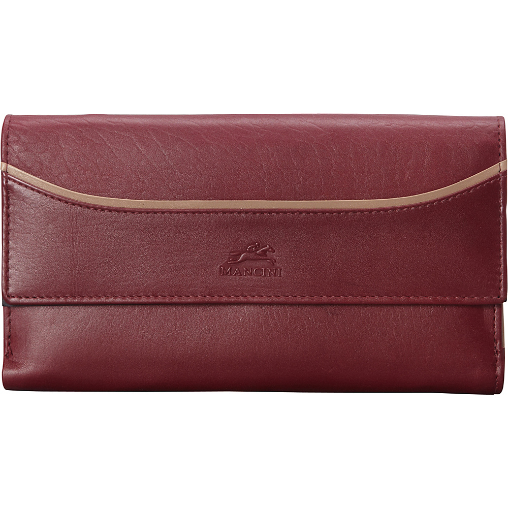 Mancini Leather Goods RFID Secure Gemma Clutch Wallet Burgundy Mancini Leather Goods Women s Wallets