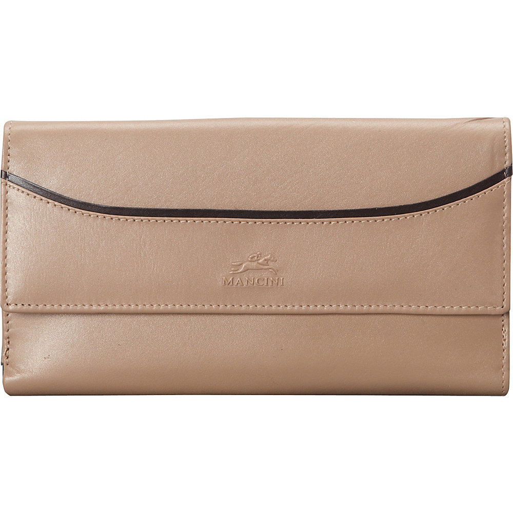 Mancini Leather Goods RFID Secure Gemma Clutch Wallet Taupe Mancini Leather Goods Women s Wallets