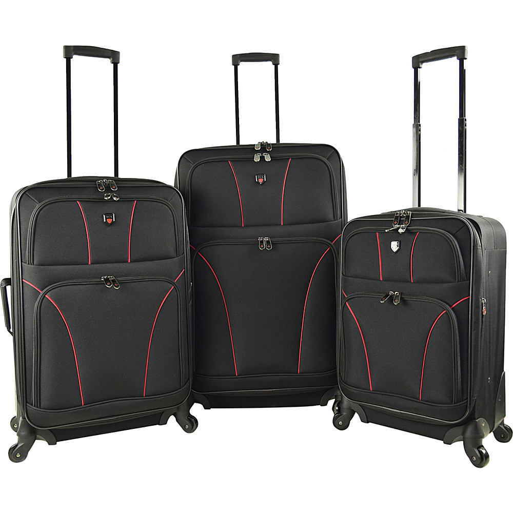 Travelers Club Luggage Bowman 2.0 3PC EVA Expandable Spinner Luggage Set Black Travelers Club Luggage Luggage Sets