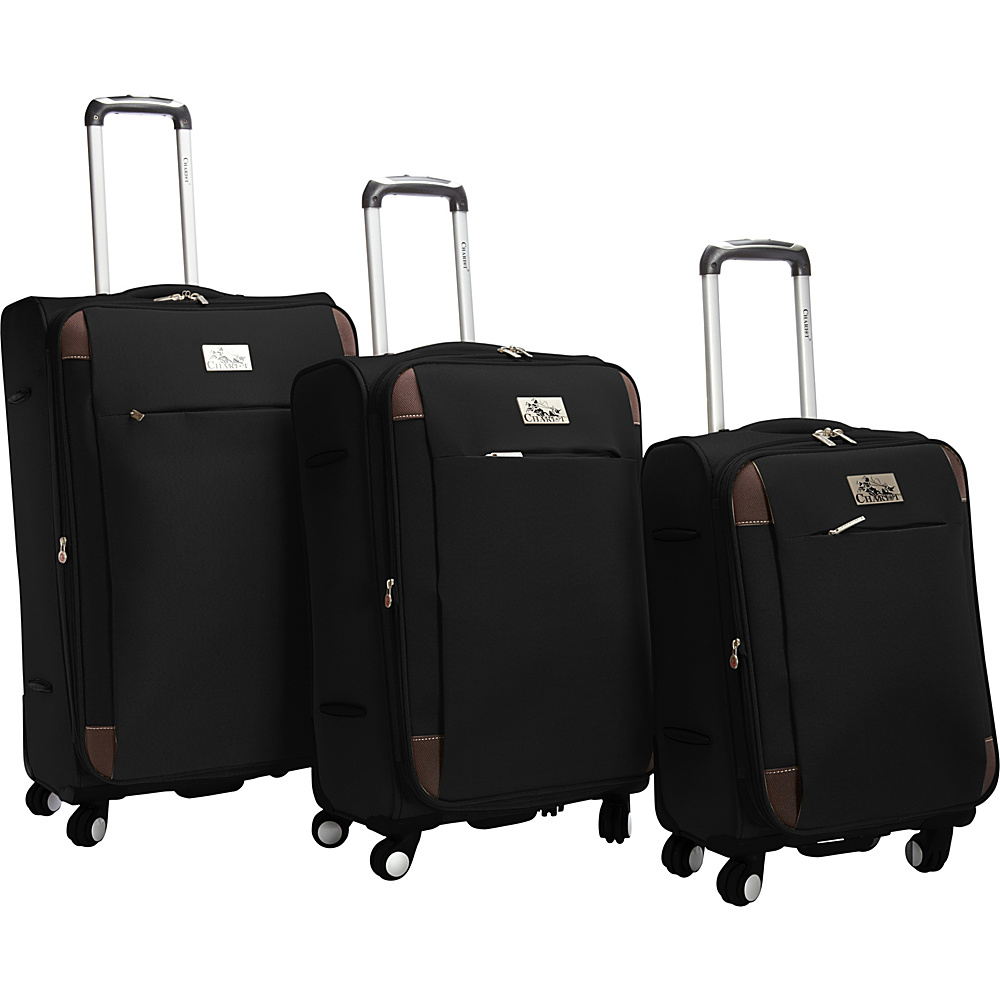 Chariot Milan 3Pc Luggage Set Black Chariot Luggage Sets