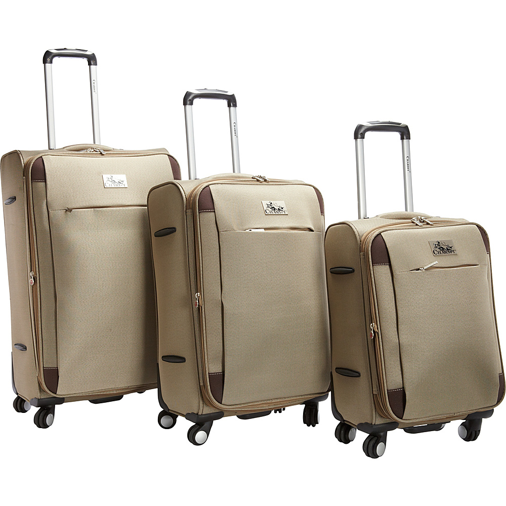 Chariot Milan 3Pc Luggage Set Khaki Chariot Luggage Sets