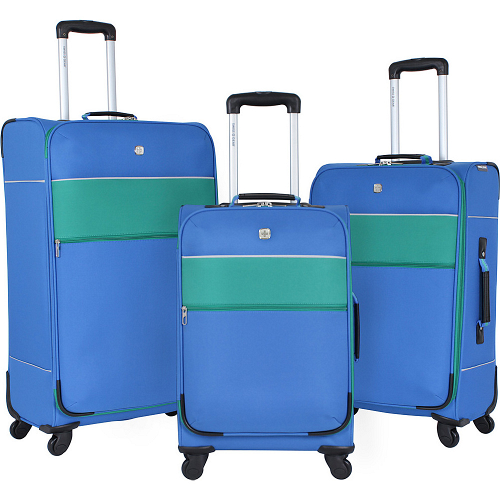 SwissGear Travel Gear Three Piece Luggage Set Blue Green SwissGear Travel Gear Luggage Sets