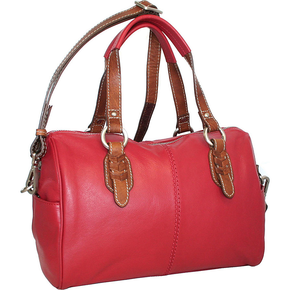 Nino Bossi Over a Barrel Satchel Red Nino Bossi Leather Handbags