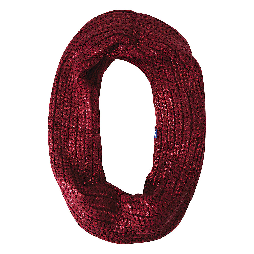 Keds Metallic Coated Knit Infinity Scarf Beet Red Keds Hats Gloves Scarves