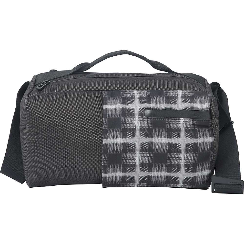 Promax Mode Messenger Shoulder Bag Black Tartan Grey Promax Men s Bags