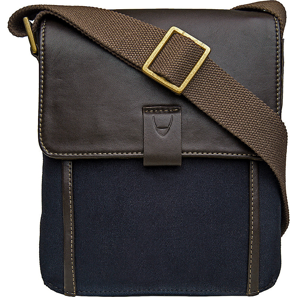 Hidesign Aiden Small Canvas Leather Crossbody Blue Hidesign Messenger Bags