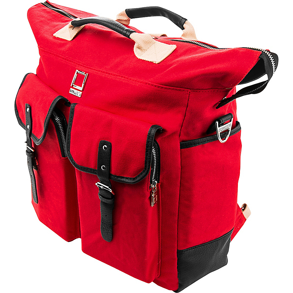 Lencca Mini Phlox 3 in 1 Backpack Messenger Tote Bag Red Lencca Everyday Backpacks