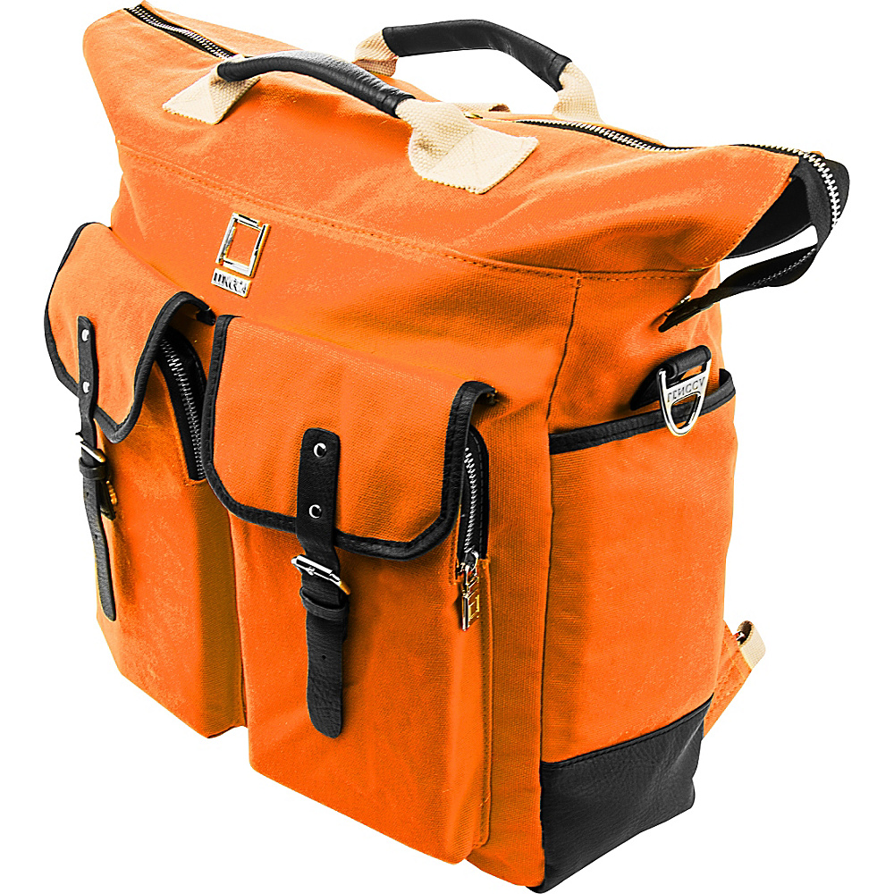 Lencca Mini Phlox 3 in 1 Backpack Messenger Tote Bag Orange Lencca Everyday Backpacks