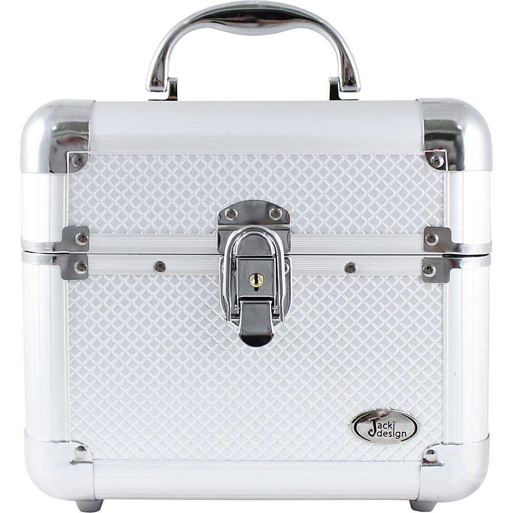 Jacki Design Carrying Makeup Train Case with Expandable Trays Silver Jacki Design Toiletry Kits