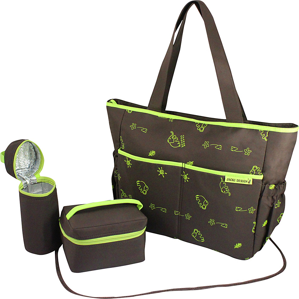 Jacki Design 4 Piece Ultimate Diaper Bag Set Brown Green Jacki Design Diaper Bags Accessories
