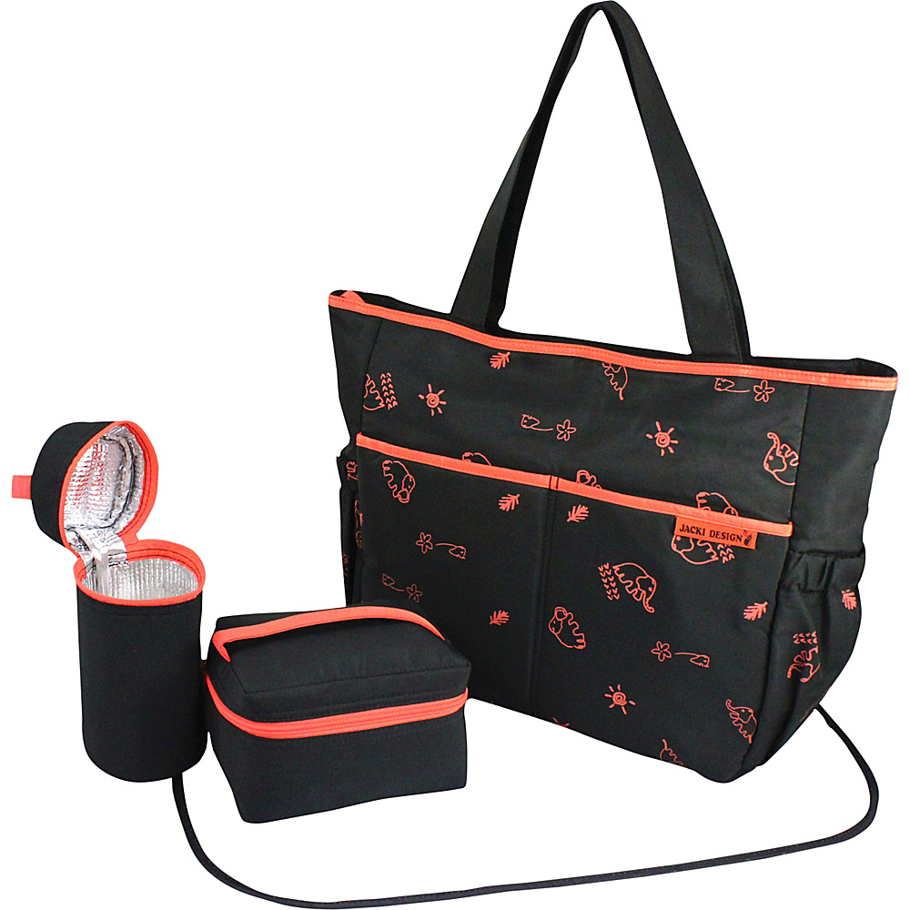 Jacki Design 4 Piece Ultimate Diaper Bag Set Black Orange Jacki Design Diaper Bags Accessories
