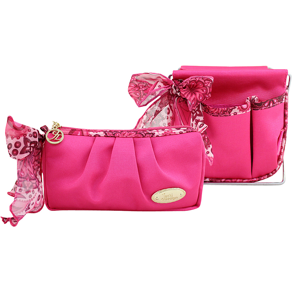 Jacki Design Summer Bliss 2 Piece Small Accessory Organizer and Holder Set Hot Pink Jacki Design Ladies Cosmetic Bags
