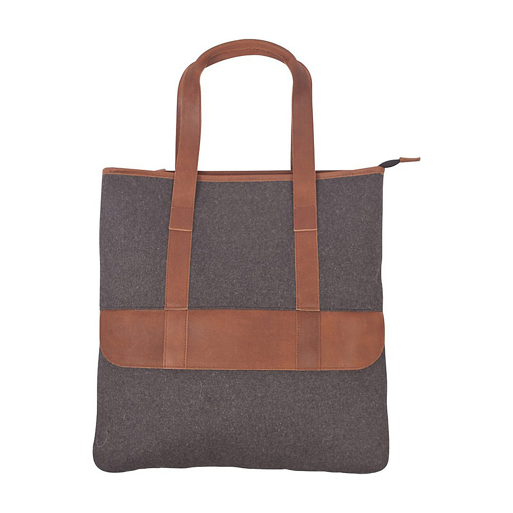 Canyon Outback Bentley 17 inch Wool and Leather Tote Bag Grey and Tan Canyon Outback Leather Handbags